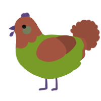 A chartreuse and russet chicken with a head pattern
