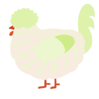 A cream and apple chicken with a bar pattern