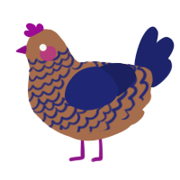 A brown and navy chicken with a lace pattern