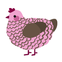 A pink and bark chicken with a lace pattern