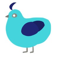 A aqua and navy chicken