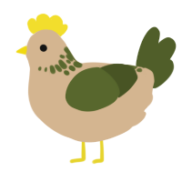 A beige and olive chicken with a neck-speckle pattern