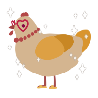 A beige and orange chicken