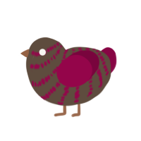 Berry Mocha, a bark and maroon chicken with a bar pattern