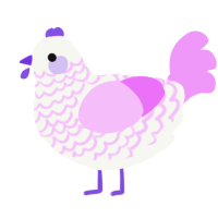 A white and lavender chicken with a lace pattern