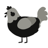A black and ash chicken with a head pattern