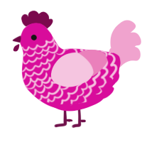 A fuchsia and pink chicken with a lace pattern