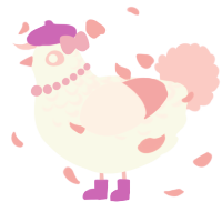A white and rose chicken with a half-lace pattern