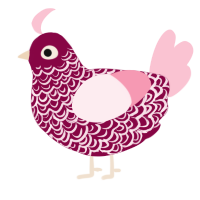 A maroon and rose chicken with a double-lace pattern
