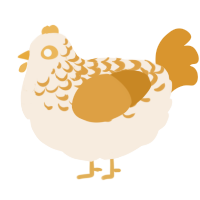 A cream and orange chicken with a half-lace pattern