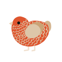 crackle, a vermilion and beige chicken with a lace pattern