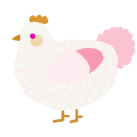 A white and rose chicken with a lace pattern