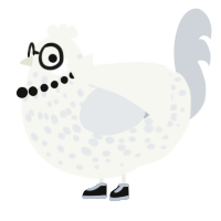 A white and mist chicken with a speckle pattern