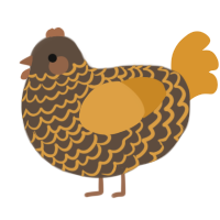 A bark and orange chicken with a lace pattern