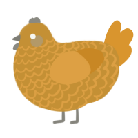 A gold and orange chicken with a lace pattern