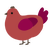 Ruby, a red and maroon chicken