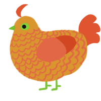 A orange and vermilion chicken with a lace pattern