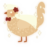 A beige chicken with a speckle pattern