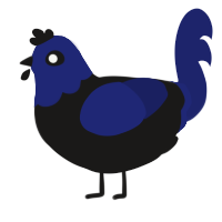 A sable and navy chicken with a head pattern