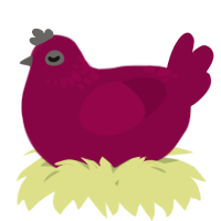 A maroon chicken with a neck-speckle pattern