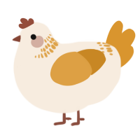 A cream and orange chicken with a neck-band pattern