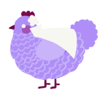 A lilac chicken with a lace pattern