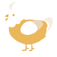 A honey and cream chicken with a head pattern