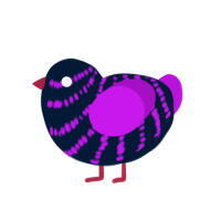 Gut, a tumblr and amethyst chicken with a bar pattern