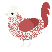 A white and red chicken with a double-lace pattern