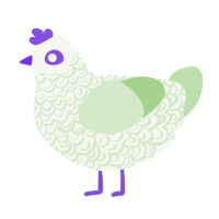 A white and gluppy chicken with a double-lace pattern