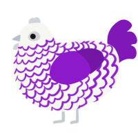 A white and violet chicken with a lace pattern