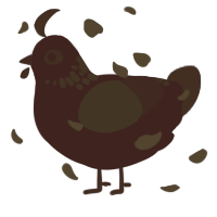 A black and sable chicken with a neck-speckle pattern