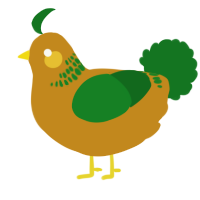 A ochre and leaf chicken with a neck-band pattern