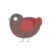 Simmer, a grey and red chicken with a lace pattern