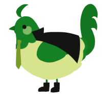 A lemon and leaf chicken with a head pattern
