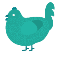 A turquoise chicken with a double-lace pattern