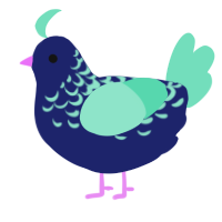 A navy and mint chicken with a half-lace pattern