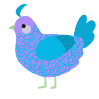 A lilac and cerulean chicken with a double-lace pattern