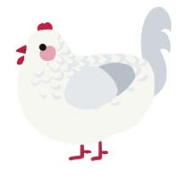 A white and mist chicken with a half-lace pattern
