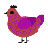 A red and plum chicken with a lace pattern