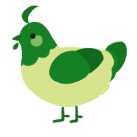 A lemon and leaf chicken with a head pattern