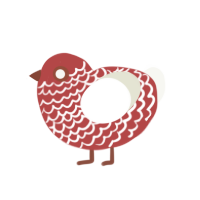 (unnamed), a red and white chicken with a lace pattern