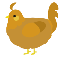 A gold and ochre chicken with a head pattern