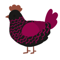 A sable and maroon chicken with a lace pattern