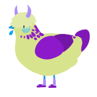 A lemon and violet chicken with a neck-speckle pattern