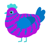 A amethyst and sapphire chicken with a bar pattern