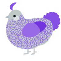 A silver and blurple chicken with a double-lace pattern