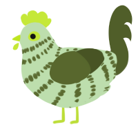 A gluppy and olive chicken with a bar pattern