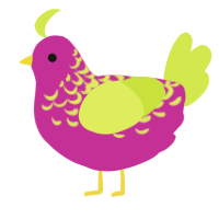 A amethyst and lime chicken with a half-lace pattern