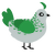 Arashi, a silver and viridian chicken with a half-lace pattern